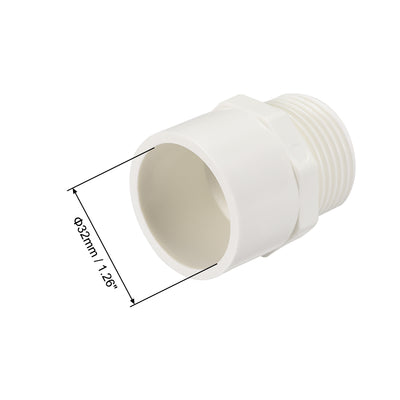 Harfington Uxcell 10stk. 32mm Rutsch X G1 Außengewinde PVC Rohrfitting Adapter Anschluss