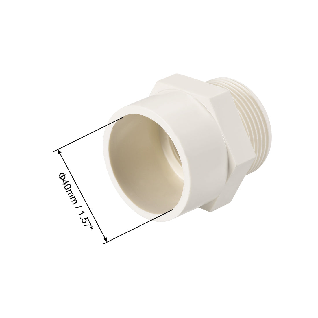 uxcell Uxcell 40mm Slip x G1-1/4 Male Thread PVC Pipe Fitting Adapter Connector 2Pcs