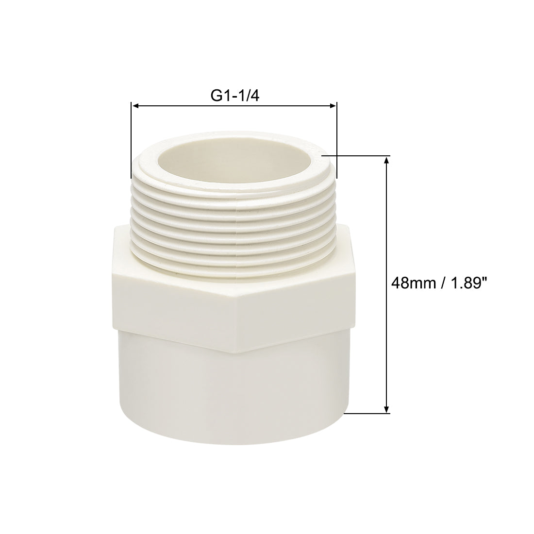 uxcell Uxcell 40mm Slip x G1-1/4 Male Thread PVC Pipe Fitting Adapter Connector 5Pcs