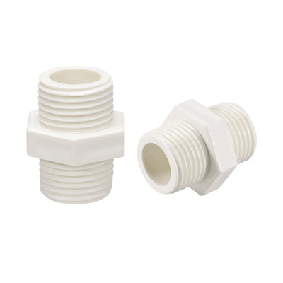 Harfington Uxcell PVC Pipe Fitting Hex Nipple G1/2 x G1/2 Male Thread Adapter Connector 5pcs