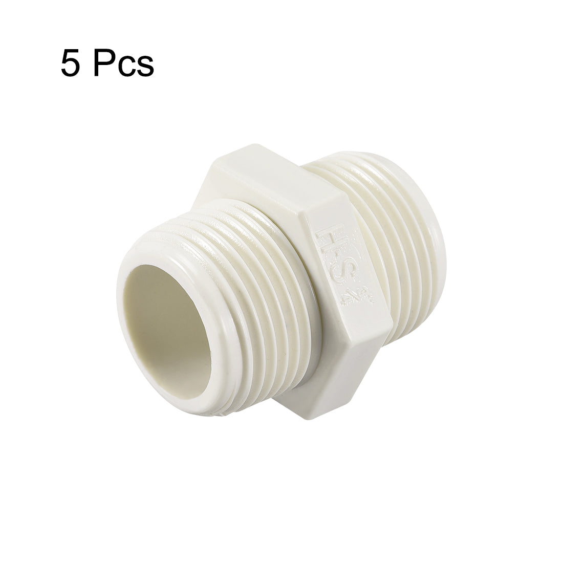 uxcell Uxcell PVC Pipe Fitting Hex Nipple G3/4 x G3/4 Male Thread Adapter Connector 5pcs