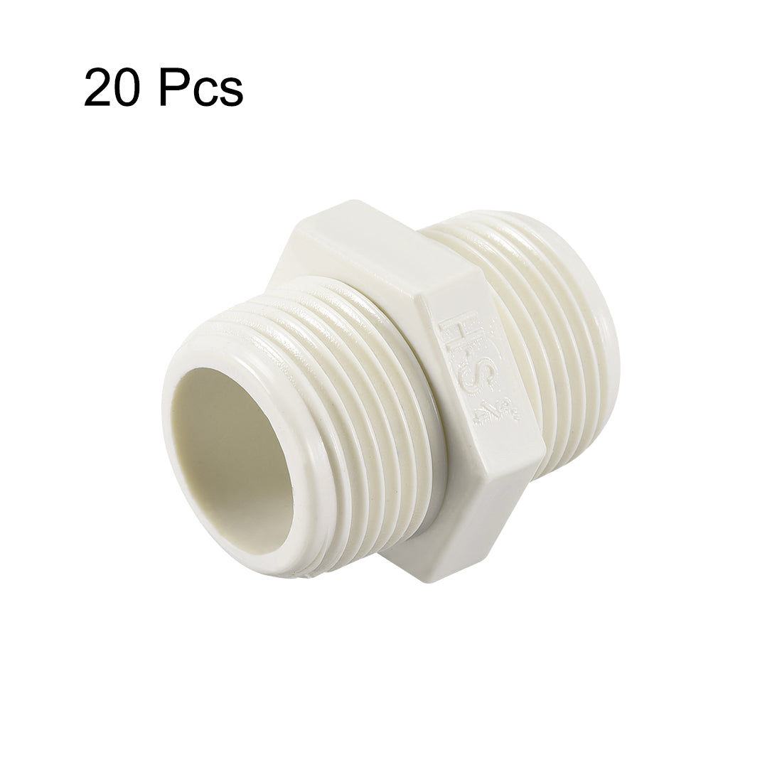 uxcell Uxcell PVC Pipe Fitting Hex G3/4 x G3/4 Male Thread Adapter Connector 20pcs