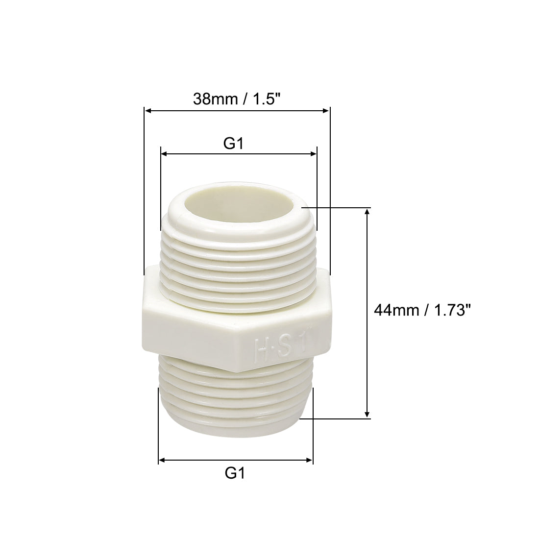 uxcell Uxcell PVC Pipe Fitting Hex Nipple G1 x G1 Male Thread Adapter Connector 5pcs