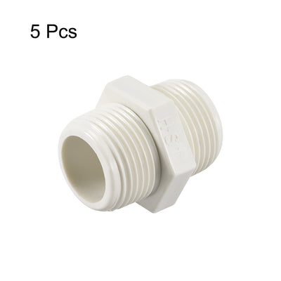 Harfington Uxcell PVC Pipe Fitting Hex Nipple G1 x G1 Male Thread Adapter Connector 5pcs