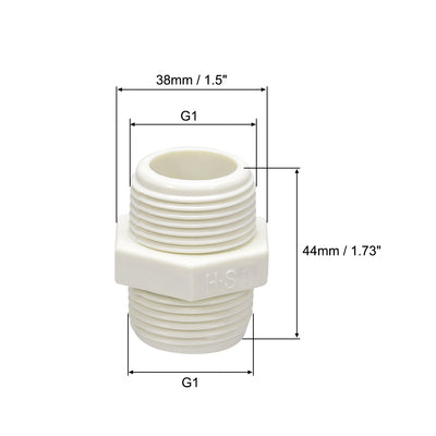 Harfington Uxcell PVC Pipe Fitting Hex Nipple G1 x G1 Male Thread Adapter Connector 10pcs