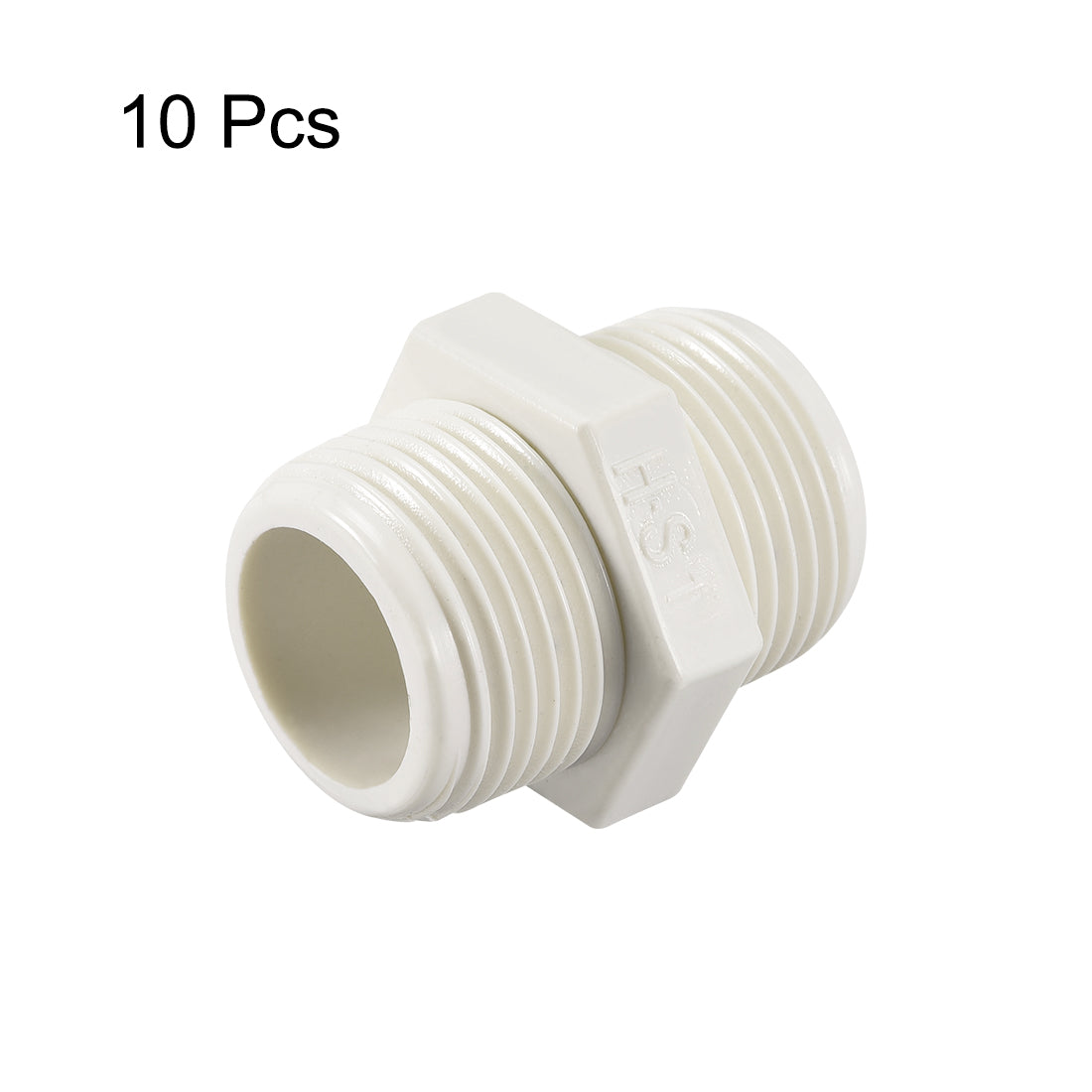 uxcell Uxcell PVC Pipe Fitting Hex Nipple G1 x G1 Male Thread Adapter Connector 10pcs