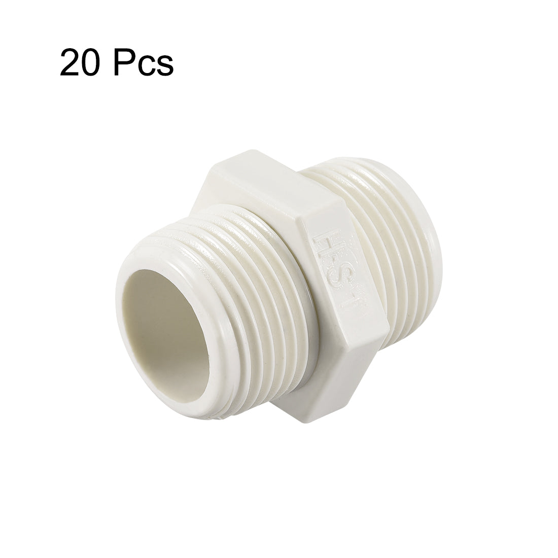 uxcell Uxcell PVC Pipe Fitting Hex Nipple G1 x G1 Male Thread Adapter Connector 20pcs