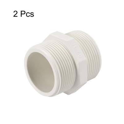 Harfington Uxcell PVC Pipe Fitting Hex Nipple G1-1/4 x G1-1/4 Male Thread Adapter Connector 2pcs