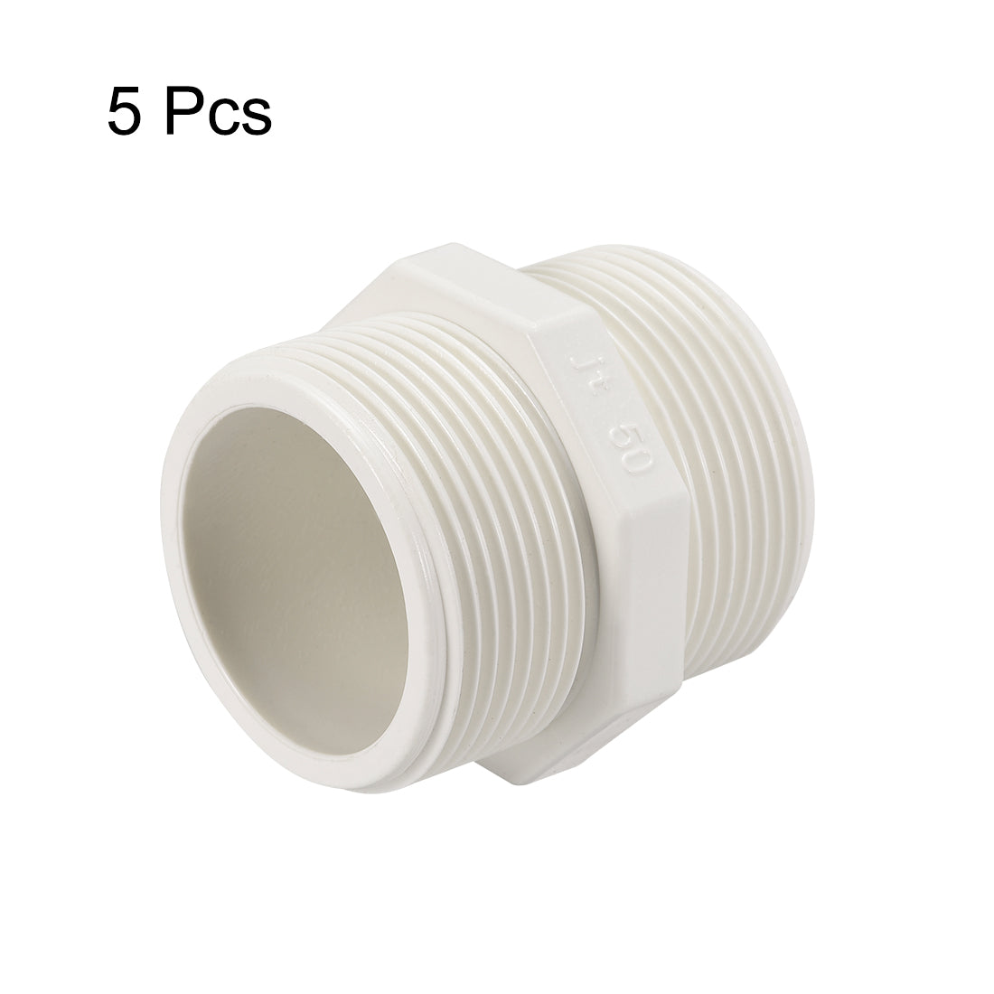 uxcell Uxcell 5stk. PVC Rohrverschraubung Achteckig Nippel G1-1/2 X G1-1/2 Außengewinde Adapter Anschluss