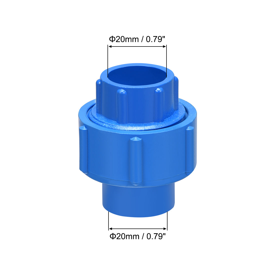 uxcell Uxcell 20mm x 20mm PVC Pipe Fitting Union Solvent Socket Quick Connector Blue 2pcs