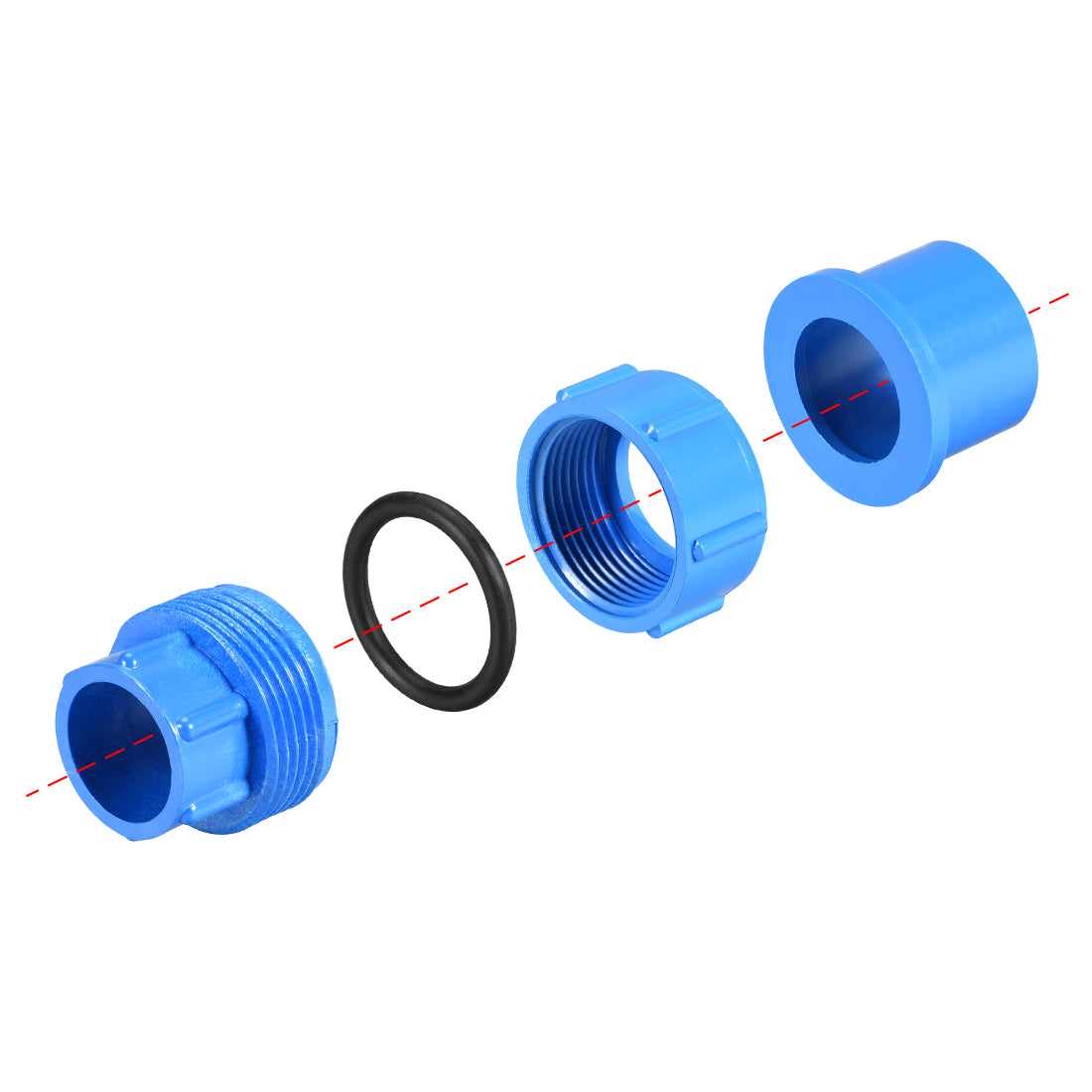 uxcell Uxcell 20mm x 20mm PVC Pipe Fitting Union Solvent Socket Quick Connector Blue 2pcs