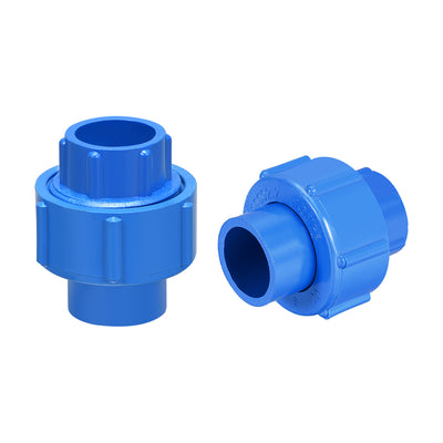 Harfington Uxcell 20mm x 20mm PVC Pipe Fitting Union Solvent Socket Quick Connector Blue 2pcs