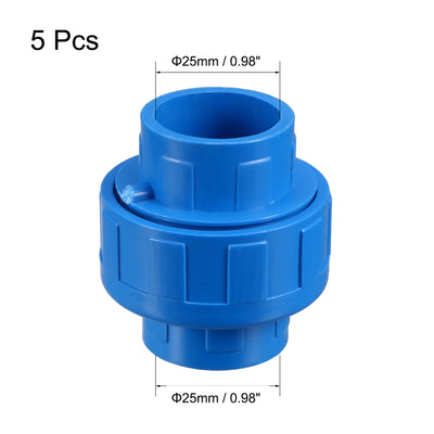 Harfington Uxcell 5stk. PVC Rohrfitting Verbindungslösungsmuffe Schnellverbinder Blau 25mm x 25mm