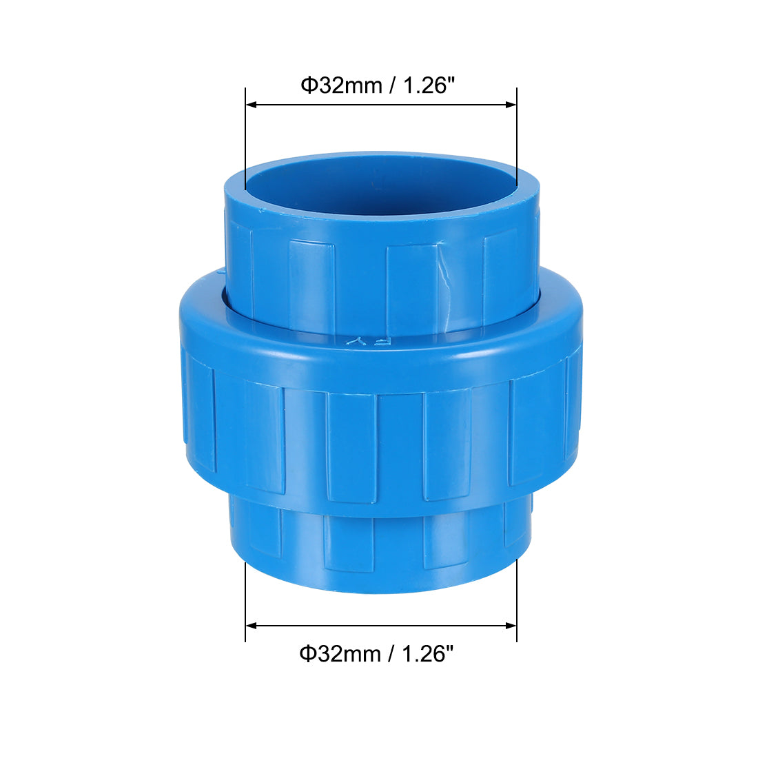 uxcell Uxcell 32mm x 32mm PVC Pipe Fitting Union Solvent Socket Quick Connector Blue