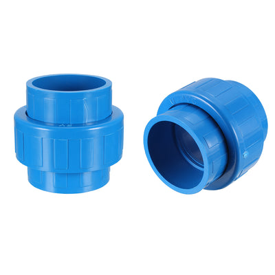 Harfington Uxcell 32mm x 32mm PVC Pipe Fitting Union Solvent Socket Quick Connector Blue 5pcs