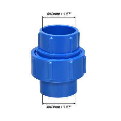 Harfington Uxcell PVC Rohrfitting Verbindungslösungsmuffe Schnellverbinder Blau 40mm x 40mm