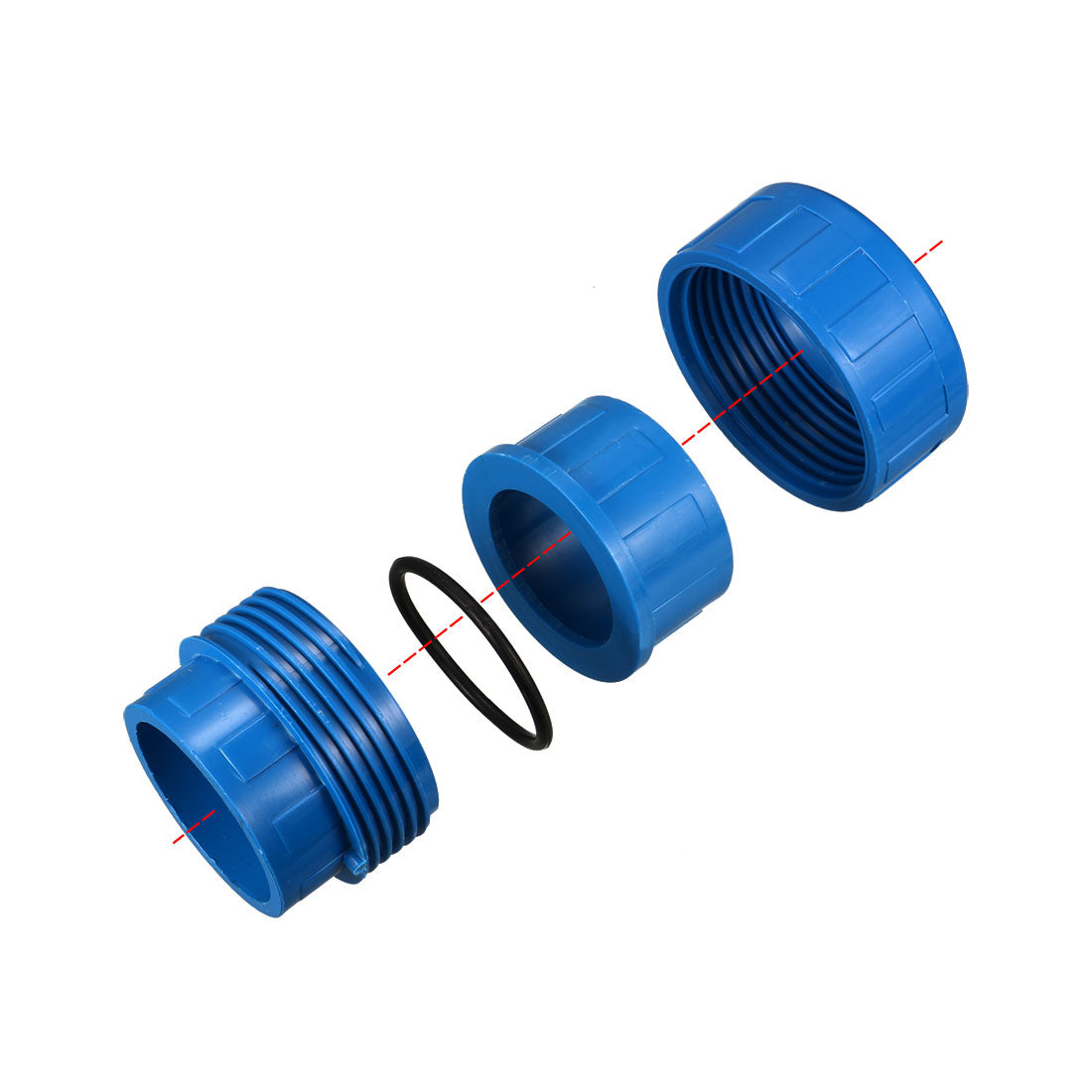 uxcell Uxcell 40mm x 40mm PVC Pipe Fitting Union Solvent Socket Quick Connector Blue 2pcs