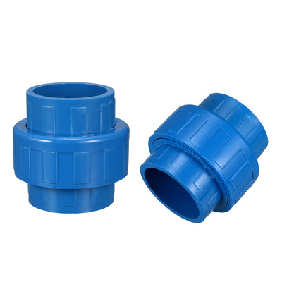 Harfington Uxcell 40mm x 40mm PVC Pipe Fitting Union Solvent Socket Quick Connector Blue 2pcs