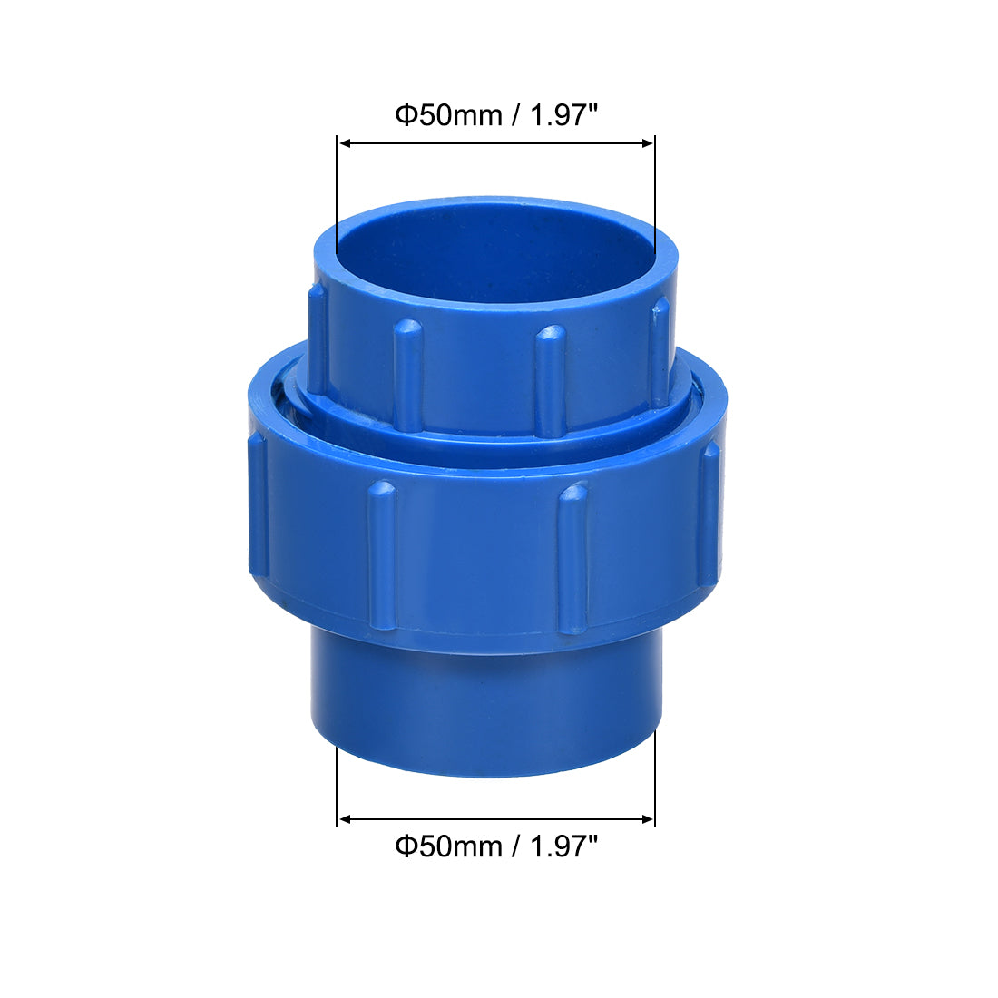 uxcell Uxcell 50mm x 50mm PVC Pipe Fitting Union Solvent Socket Quick Connector Blue