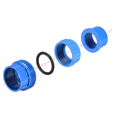 Harfington Uxcell 50mm x 50mm PVC Pipe Fitting Union Solvent Socket Quick Connector Blue