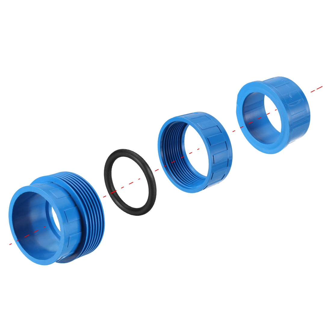 uxcell Uxcell 50mm x 50mm PVC Pipe Fitting Union Solvent Socket Quick Connector Blue 2pcs