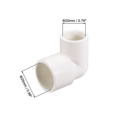 Harfington Uxcell PVC Pipe Fitting 90 Degree Elbow Schedule 40 White 20mm x 25mm Socket 5pcs