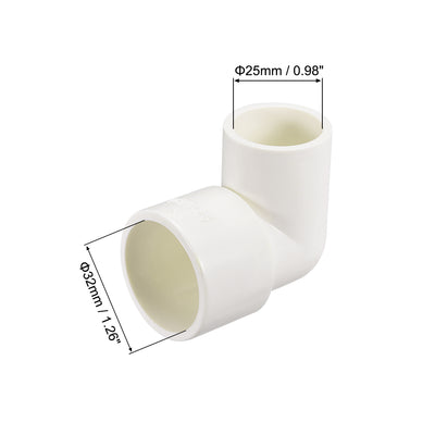 Harfington Uxcell PVC Pipe Fitting 90 Degree Elbow Schedule 40 White 25mm x 32mm Socket 2pcs