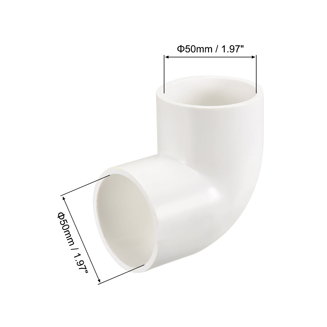 uxcell Uxcell PVC Pipe Fitting 90 Degree Elbow Schedule 40 White 50mm Socket