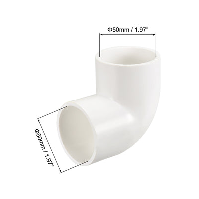 Harfington Uxcell PVC Pipe Fitting 90 Degree Elbow Schedule 40 White 50mm Socket 2pcs