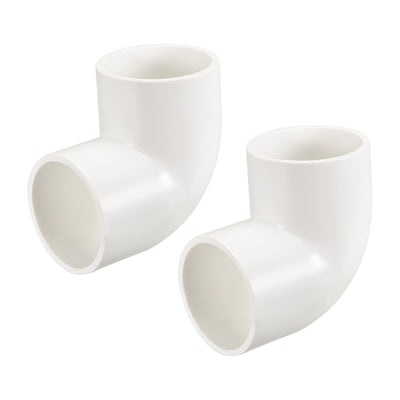 Harfington Uxcell PVC Pipe Fitting 90 Degree Elbow Schedule 40 White 50mm Socket 2pcs