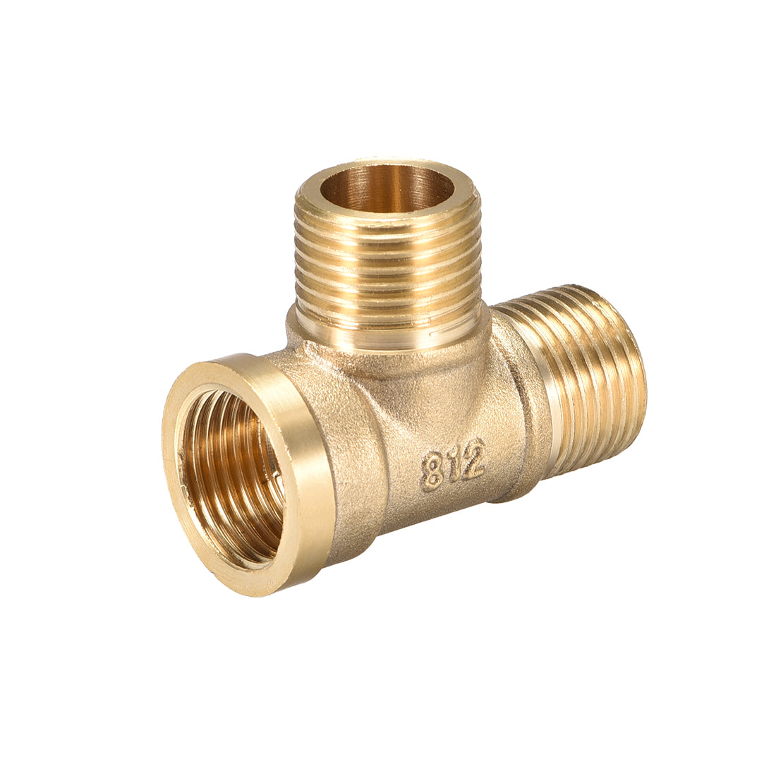 uxcell Uxcell Brass Tee Pipe Fitting G1/2 Male x G1/2 Male  x G1/2 Female T-Shaped Connector Coupler 2pcs