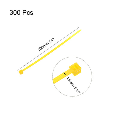 Harfington Uxcell Cable Zip Ties 100mmx1.8mm Self-Locking Nylon Tie Wraps Yellow 300pcs