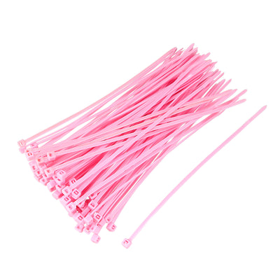 uxcell Uxcell Cable Zip Ties 150mmx2.5mm Self-Locking Nylon Tie Wraps Pink 100pcs