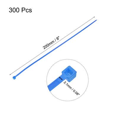 Harfington Uxcell Cable Zip Ties 200mmx2.1mm Self-Locking Nylon Tie Wraps Blue 300pcs
