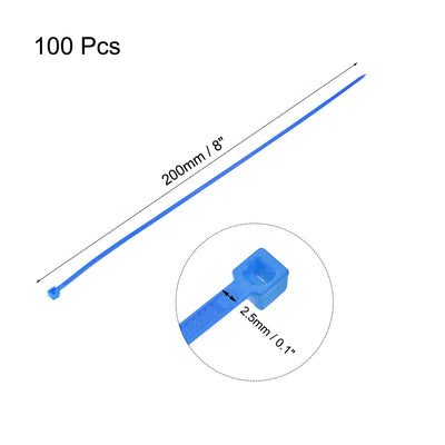 Harfington Uxcell Cable Zip Ties 200mmx2.5mm Self-Locking Nylon Tie Wraps Blue 100pcs