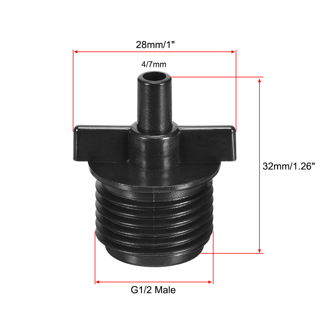 uxcell Uxcell 10 Stück Widerhaken Tropfrohrverbinder G1/2 Außengewinde 4/7mm Schlauchanschluss für Gartenbewässerungssystem Kunststoff