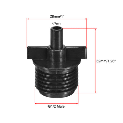 Harfington Uxcell 10 Stück Widerhaken Tropfrohrverbinder G1/2 Außengewinde 4/7mm Schlauchanschluss für Gartenbewässerungssystem Kunststoff