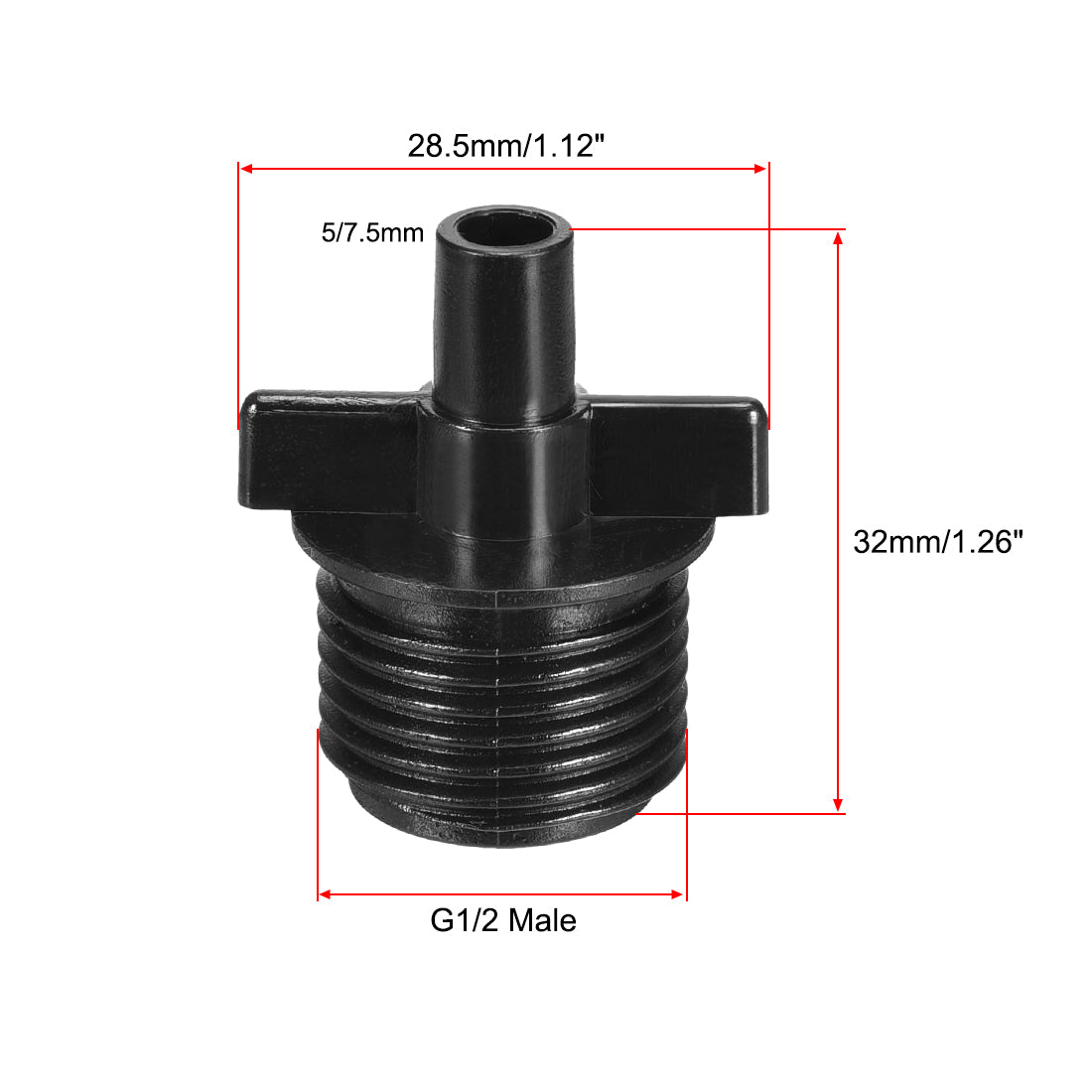 uxcell Uxcell 10 Stück Widerhaken Tropfrohrverbinder G1/2 Außengewinde 5/7,5mm Schlauchanschluss für Gartenbewässerungssystem Kunststoff