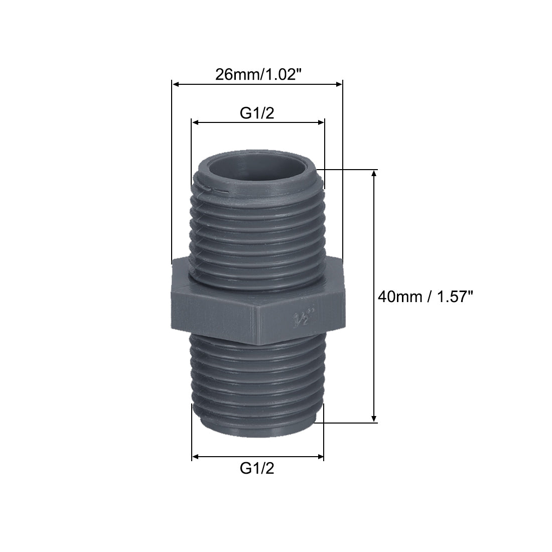 uxcell Uxcell 10Stk. Rohrverbindung Anschluss G1/2 X G1/2 Außengewinde Adapter Plastik Hex Verbinder