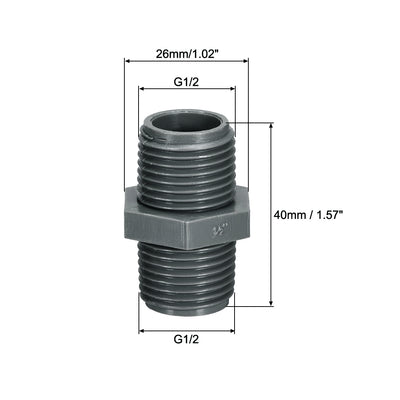 Harfington Uxcell 15 Stk. Rohrverbindungsstück G1/2XG1/2 Außengewindeadapter Kunststoff Sechskantnippel