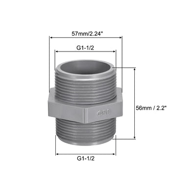 Harfington Uxcell 2 Stk. Rohrverbindungsstück G1-1/2 Außengewindeadapter Kunststoff Sechskantnippel