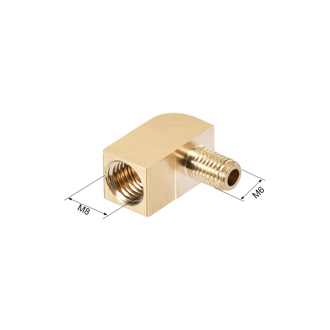 uxcell Uxcell 2 Stück Messing Rohrverschraubung 90 Grad Stangenmaterial Einschraubverbindung M6 Stecker * M8 Buchse