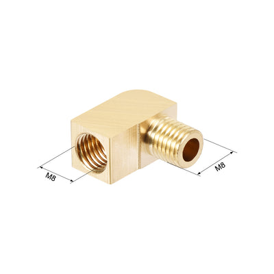 Harfington Uxcell Brass Pipe Fitting 90 Degree Barstock Street Elbow M8 Male x M8 Female Pipe 5pcs