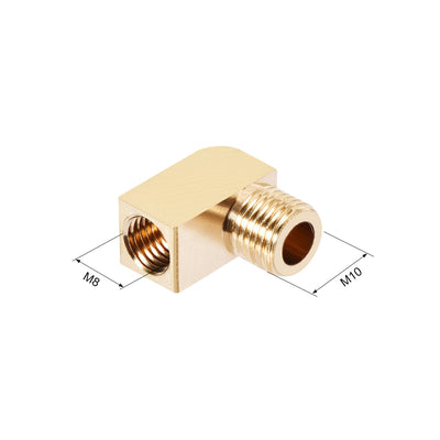 Harfington Uxcell Brass Pipe Fitting 90 Degree Barstock Street Elbow M10 Male x M8 Female Pipe 2pcs