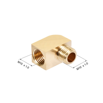 Harfington Uxcell Brass Pipe Fitting 90 Degree Barstock Street Elbow M10 MalexM10 Female Pipe 2pcs