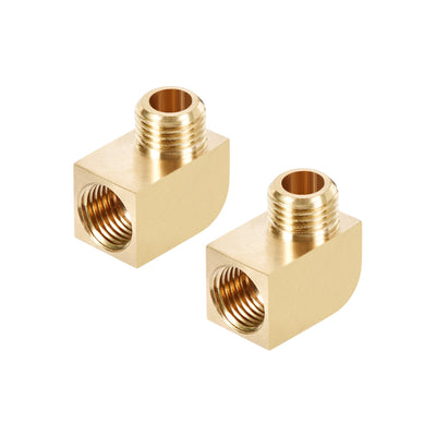 Harfington Uxcell Brass Pipe Fitting 90 Degree Barstock Street Elbow M10 MalexM10 Female Pipe 2pcs