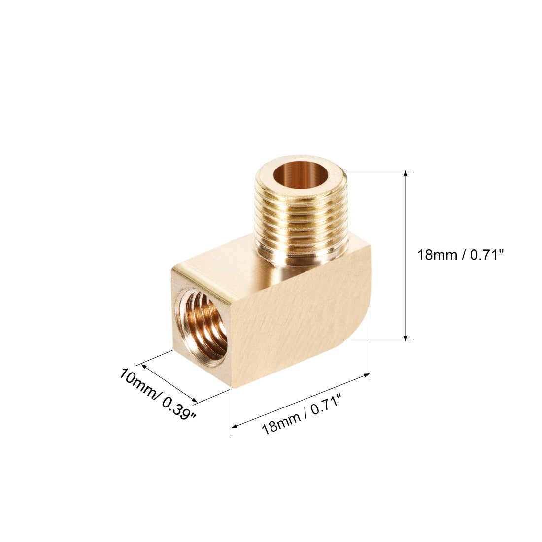 uxcell Uxcell Brass Pipe Fitting 90 Degree Barstock Street Elbow G1/8 MalexM8 Female Pipe 2pcs