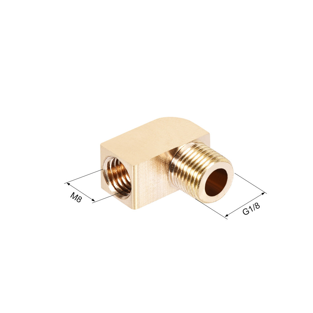 uxcell Uxcell Brass Pipe Fitting 90 Degree Barstock Street Elbow G1/8 MalexM8 Female Pipe 2pcs