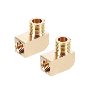 Harfington Uxcell Brass Pipe Fitting 90 Degree Barstock Street Elbow G1/8 MalexM8 Female Pipe 2pcs