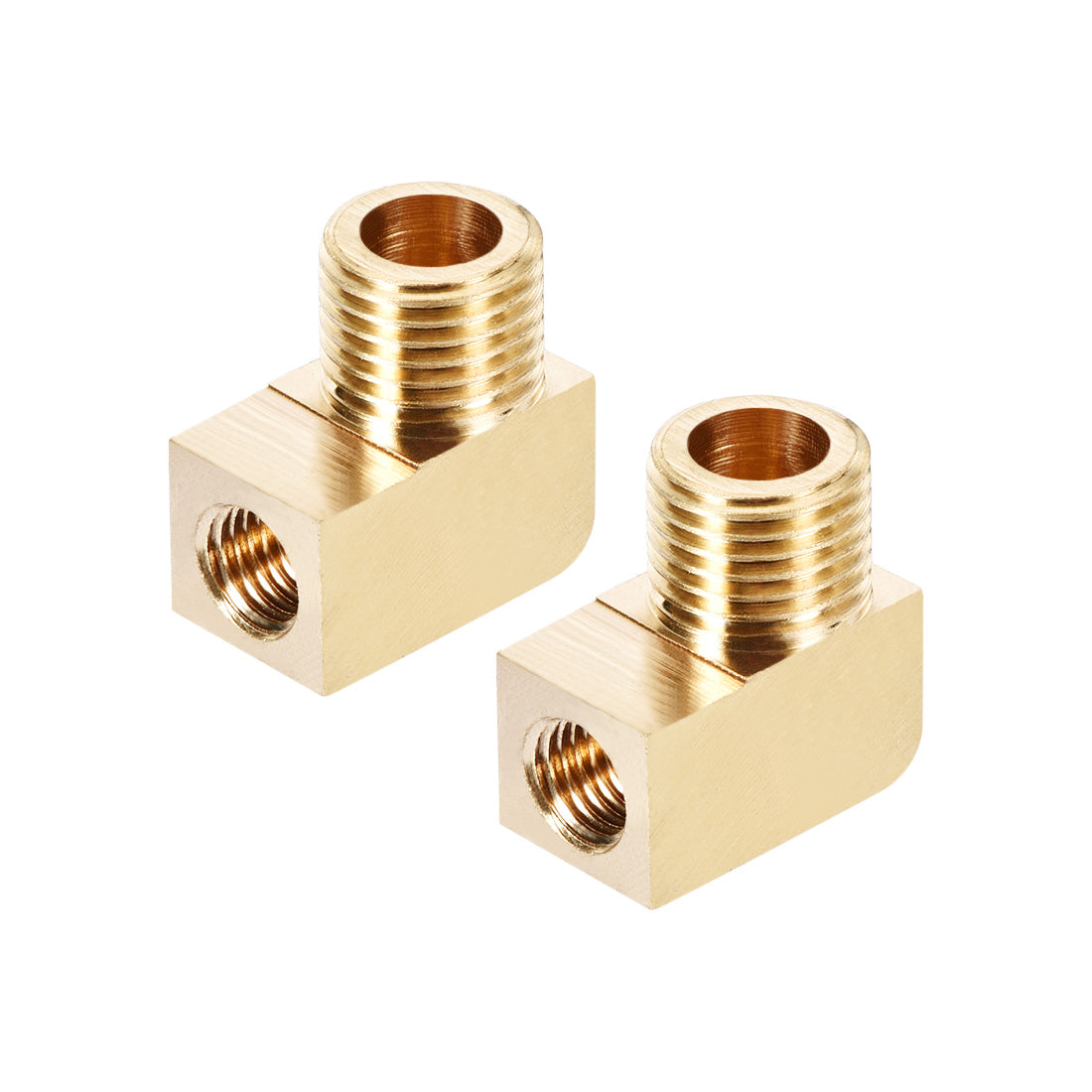 uxcell Uxcell Brass Pipe Fitting 90 Degree Barstock Street Elbow  G1/4 Male x M8 Female 2pcs